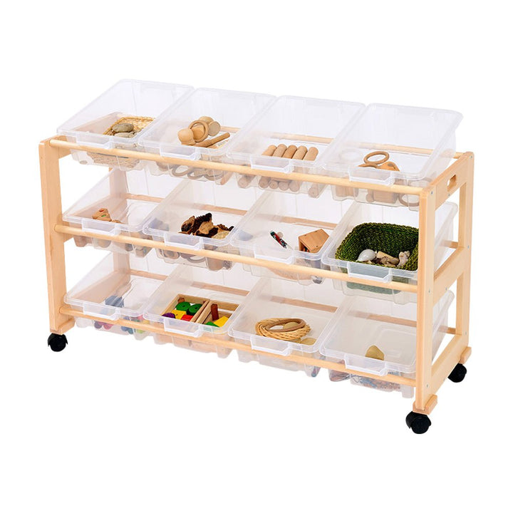 12 Tray Clear Single Beech Classroom Tidy - EASE