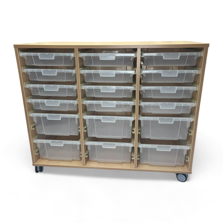 18 Mixed Tray Storage Unit  with mixed sizes clear trays