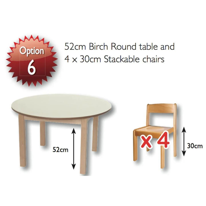 46cm Magnolia Round Table & 4 26cm Beech Chairs - EASE