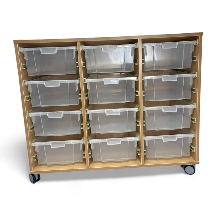 12 deep tray storage unit with clear trays