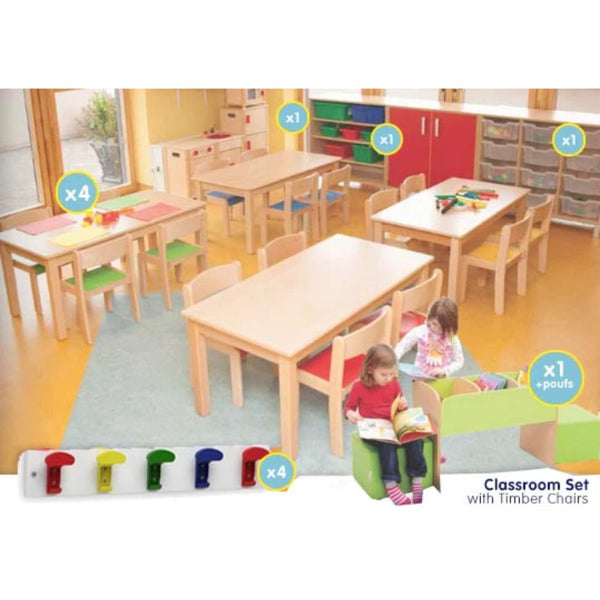 EASE Classroom with Timber chairs - All Heights
