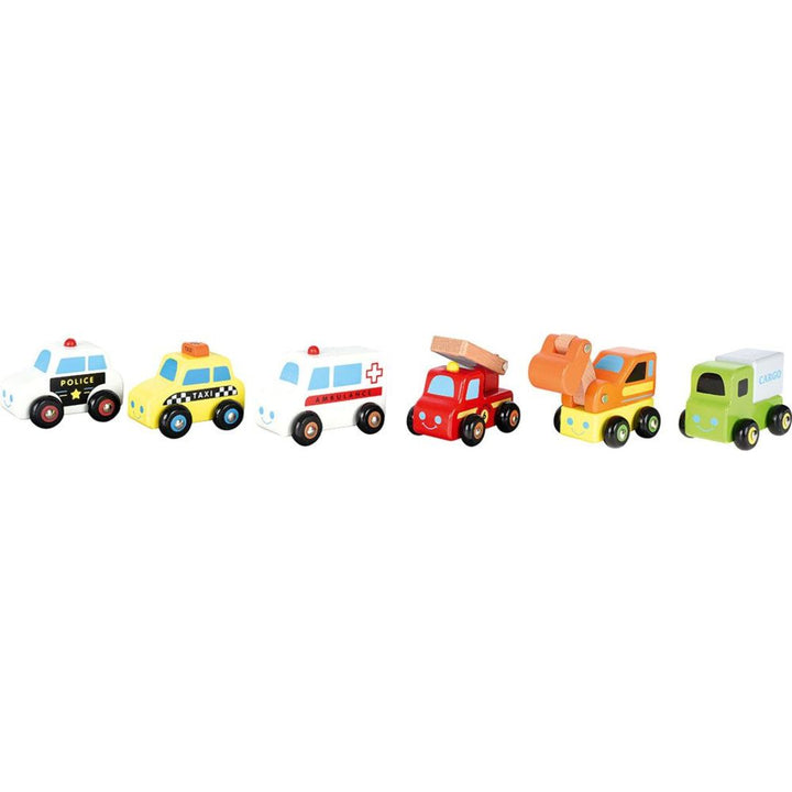 Mini wooden toy cars, 6 pcs 