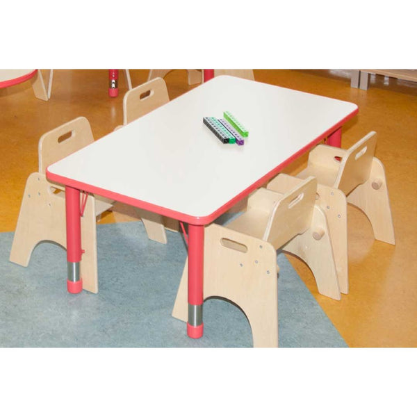 Adjustable Rectangle Polyethylene Table with White Top and 4 toddler Chairs (20cm)