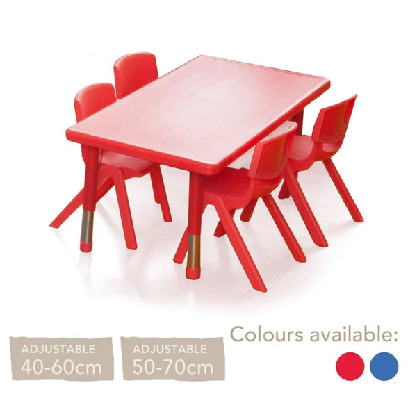 Adjustable Polyethylene Rectangular Table and Chairs - All Heights and Colours