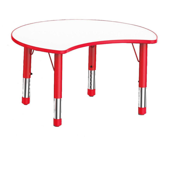 Adjustable Half Moon Polyethylene Table with Orchid White Top - All Heights and Colours - EASE