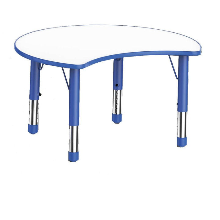 Adjustable Half Moon Polyethylene Table with Orchid White Top - All Heights and Colours - EASE