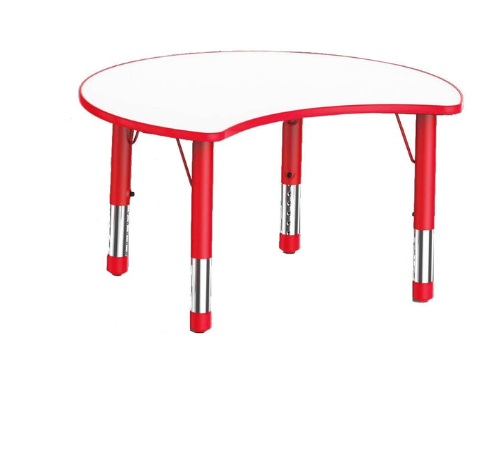 Adjustable Half Moon Polyethylene Table with Orchid White Top - All Heights and Colours - EASE