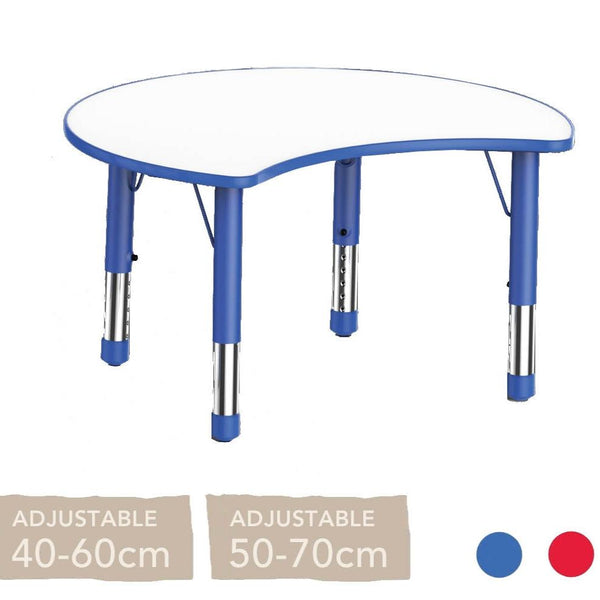 Adjustable Half Moon Polyethylene Table with Orchid White Top - All Heights and Colours - EASE