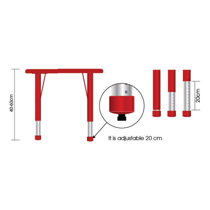 Adjustable Horseshoe Polyethylene Table Blue 40cm - 60cm - EASE