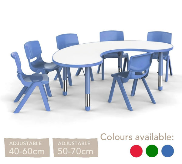 Adjustable Polyethylene Horseshoe Table With Magnolia Table Top And Chairs - All Heights And Colours - EASE