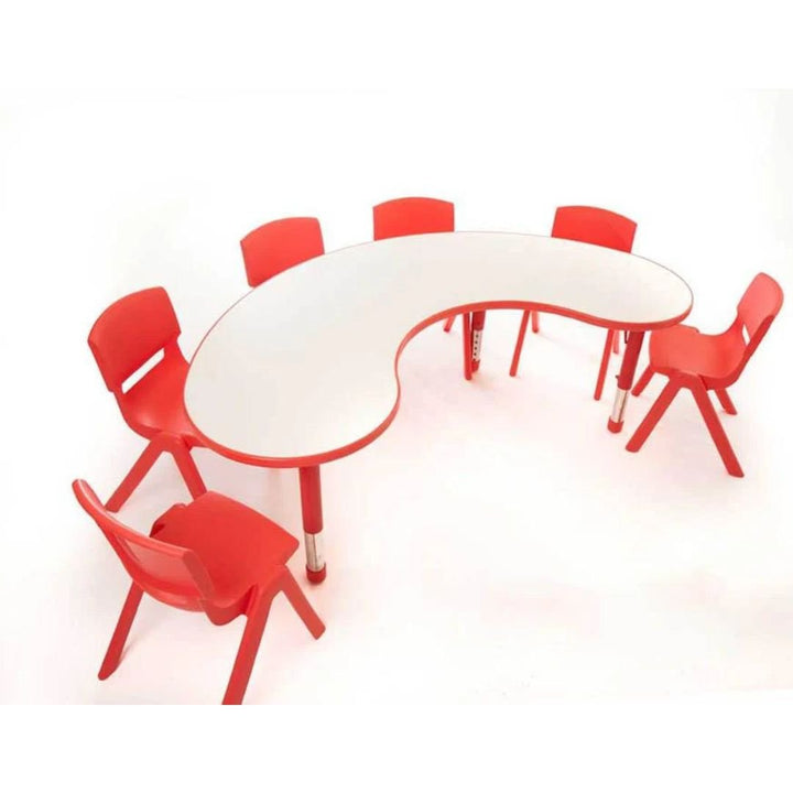 Adjustable Polyethylene Horseshoe Table with Magnolia Top & 6 chairs 35cm - EASE