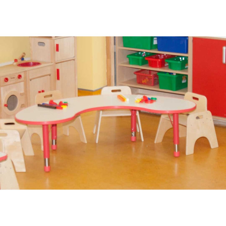 Adjustable Polyethylene Horseshoe Table with Magnolia Top with 4 toddler Chairs 20cm - EASE