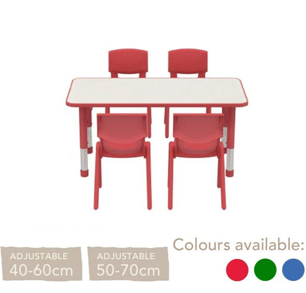 Adjustable Polyethylene Rectangular Table With White Table Top and Chairs - All Heights and Colours - EASE