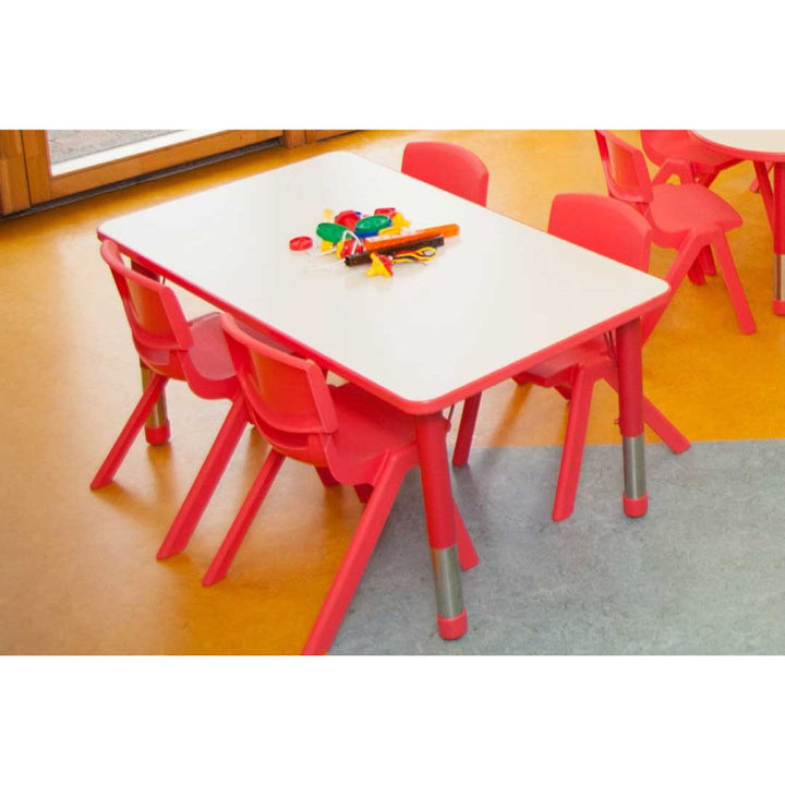 Adjustable Polyethylene Rectangular Table With White Table Top and Chairs - All Heights and Colours - EASE