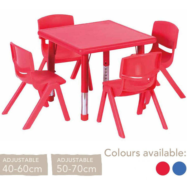 Adjustable Polyethylene Square Table and Chairs - All Heights and Colours - EASE