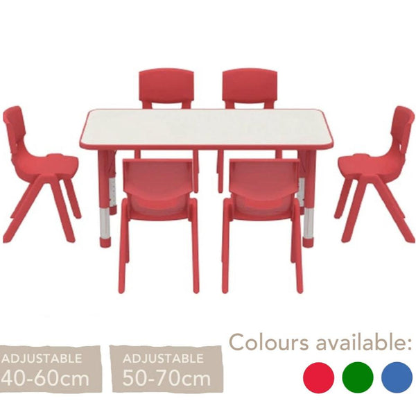 Adjustable Rectangular Polyethylene Table with Orchid White Top - All Heights and Colours - EASE