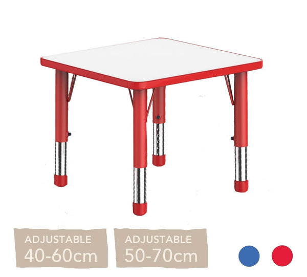 Adjustable Square Polyethylene Table with Orchid White Top - All Heights and Colours - EASE