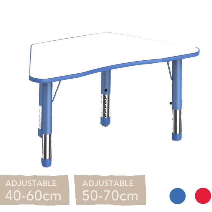 Adjustable Trapezium Polyethylene Table with Orchid White Top - All Heights and Colours - EASE