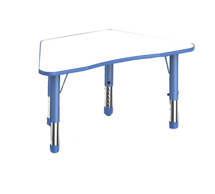 Adjustable Trapezium Polyethylene Table with Orchid White Top - All Heights and Colours - EASE