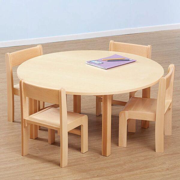 Beech Veneer Circular Table H530mm and Chairs Set - EASE