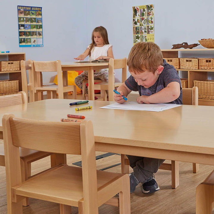 Beech Veneer Rect Table H40cm and 21cm Chairs - EASE