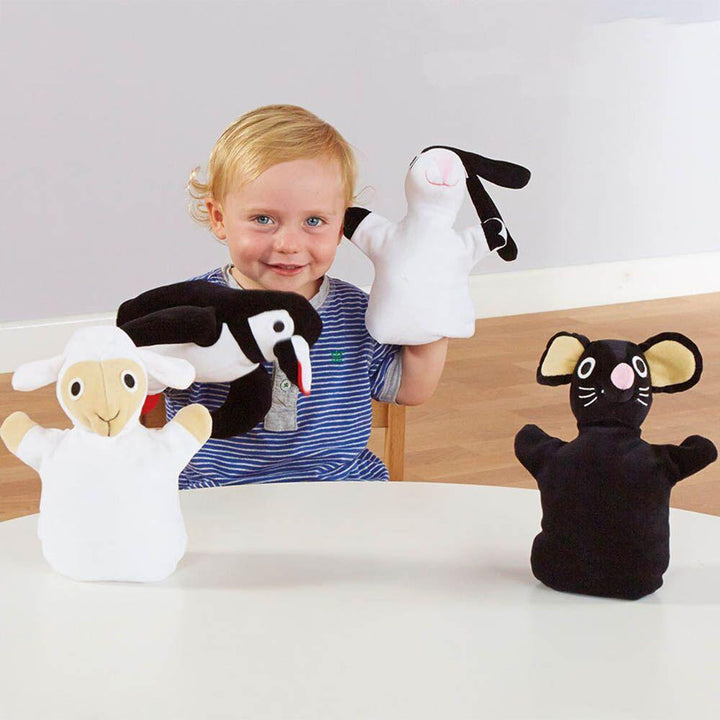 Black And White Soft Animal Puppets 4pk - EASE