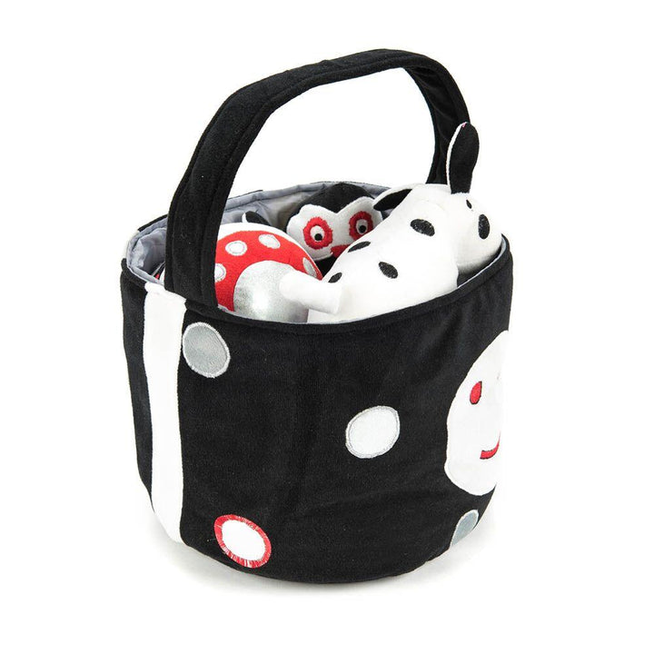 Black and White Soft Baby Toys in Basket - EASE