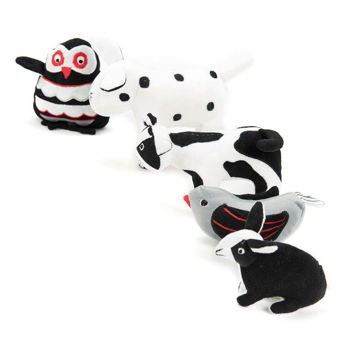 Black and White Soft Baby Toys in Basket - EASE