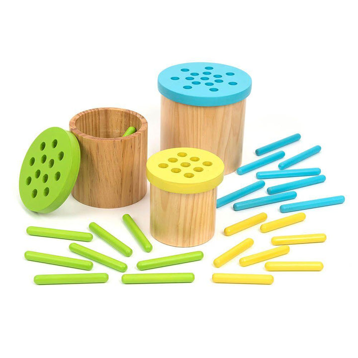 Colour Matching Posting Pots Wooden Straws - EASE