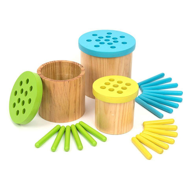 Colour Matching Posting Pots Wooden Straws - EASE