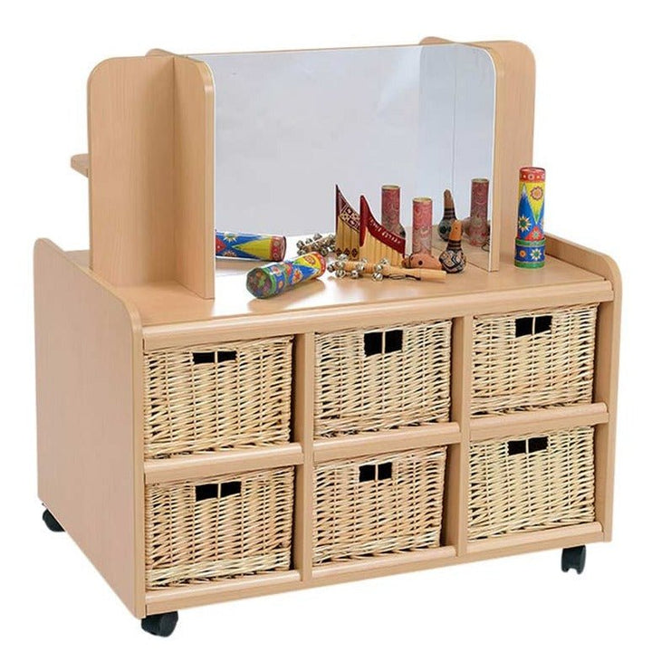 Double Sided Storage Unit with Display/Mirror & Deep Baskets - EASE