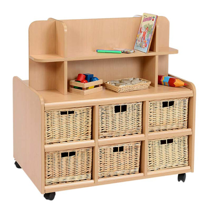 Double Sided Storage Unit with Display/Mirror & Deep Baskets - EASE