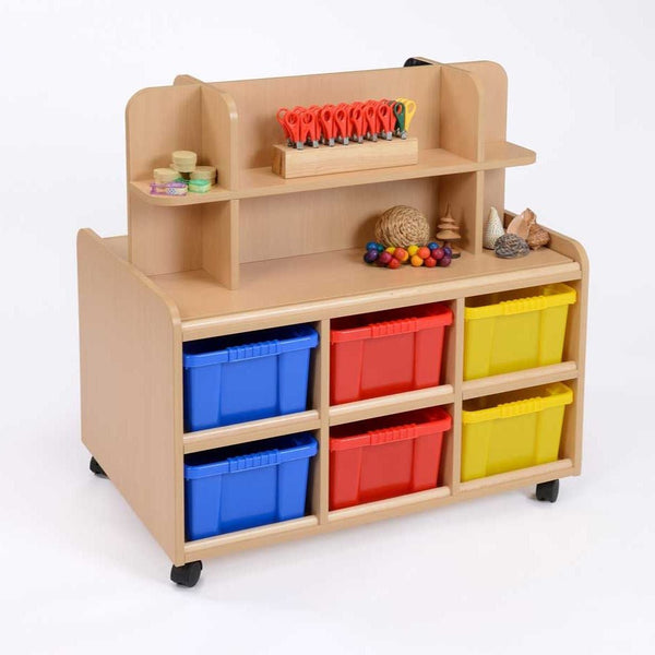 D/S Storage Unit With Display/Mirror & Multicoloured Trays - EASE