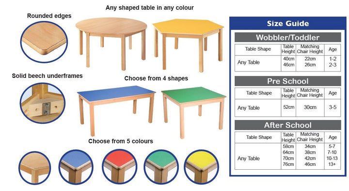 Hexagonal Table All Heights & All Colours - EASE