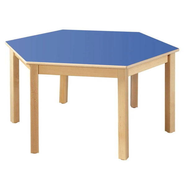 Hexagonal Table Blue All Heights - EASE