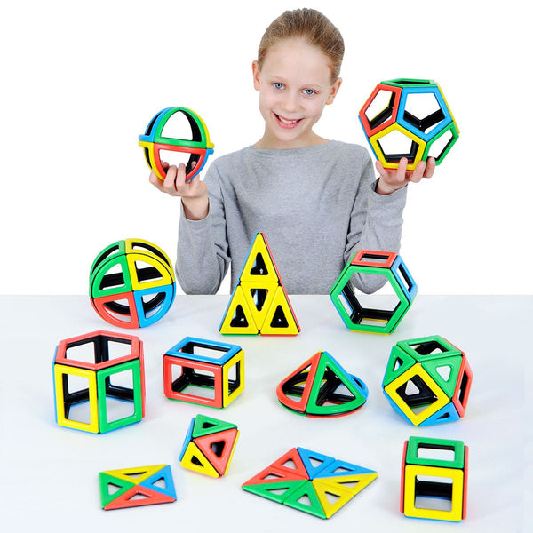 Magnetic Polydron 2D 3D Shapes Mathmatics Set 118pcs - EASE