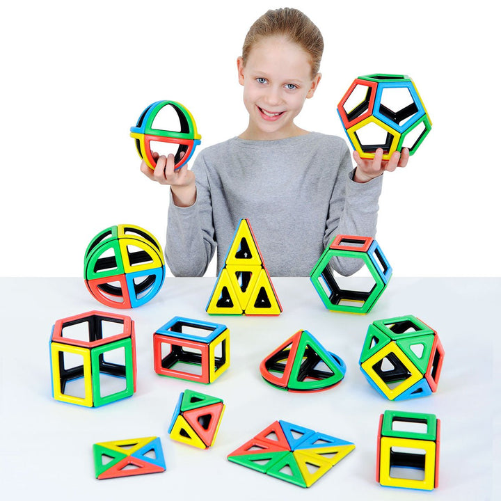 Magnetic Polydron 2D 3D Shapes Mathmatics Set 118pcs - EASE