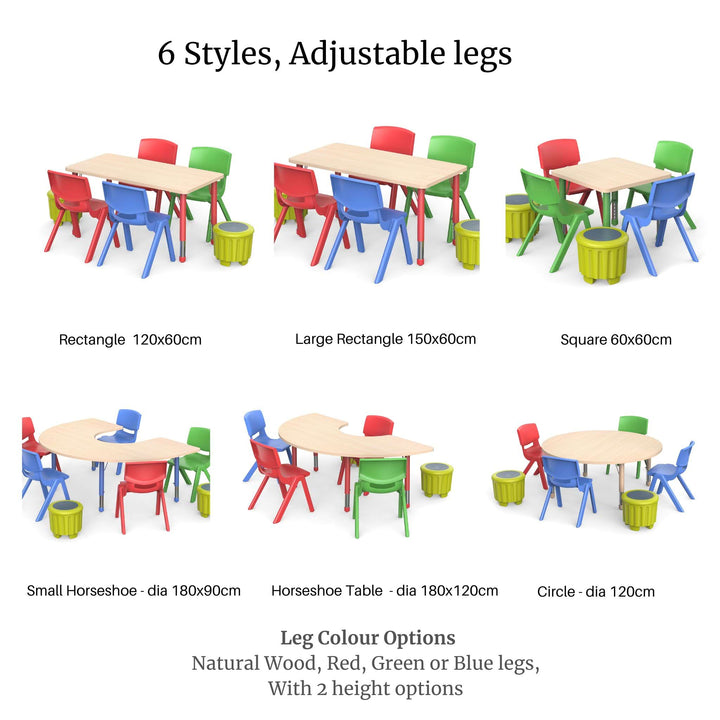 Maple Adjustable Tables - 8 types - EASE