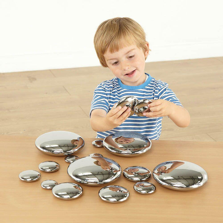 Mirrored Stacking Pebbles Silver 20pk - EASE