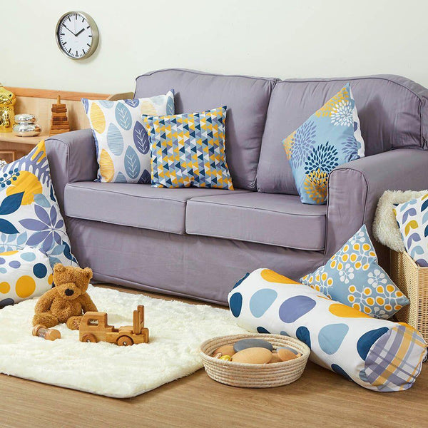 Mixed Pattern Mustard and Grey Cushion Set - EASE