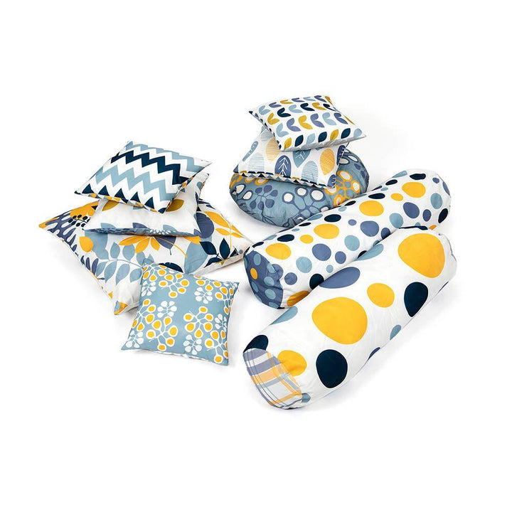 Mixed Pattern Mustard and Grey Cushion Set - EASE