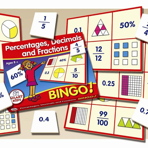 Percentages, Decimals And Fractions Bingo Game - EASE