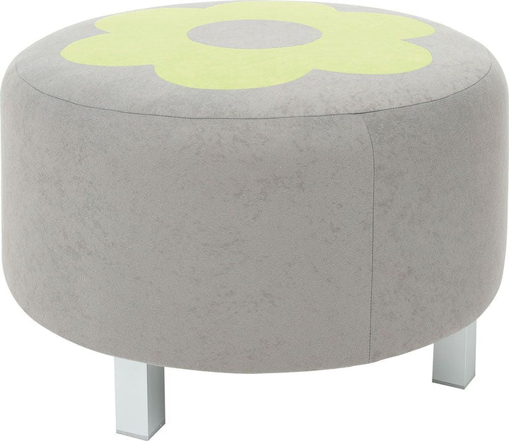 Premium round pouf, grey - green - EASE