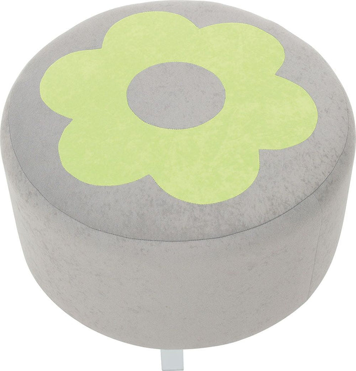 Premium round pouf, grey - green - EASE