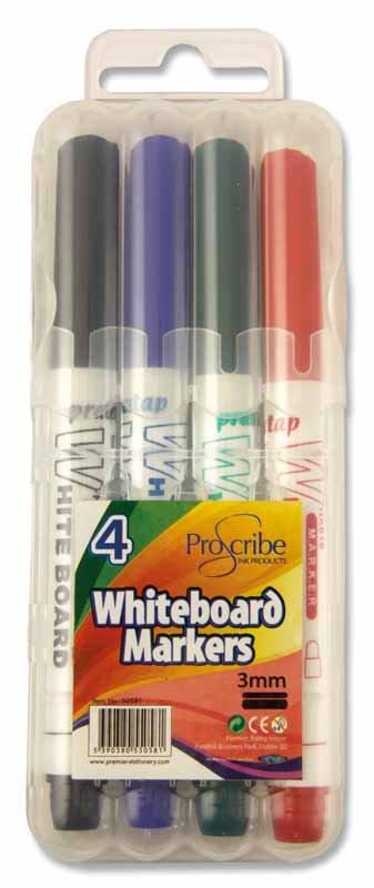 Pro Scribe Pkt 4 Whiteboard Markers - EASE