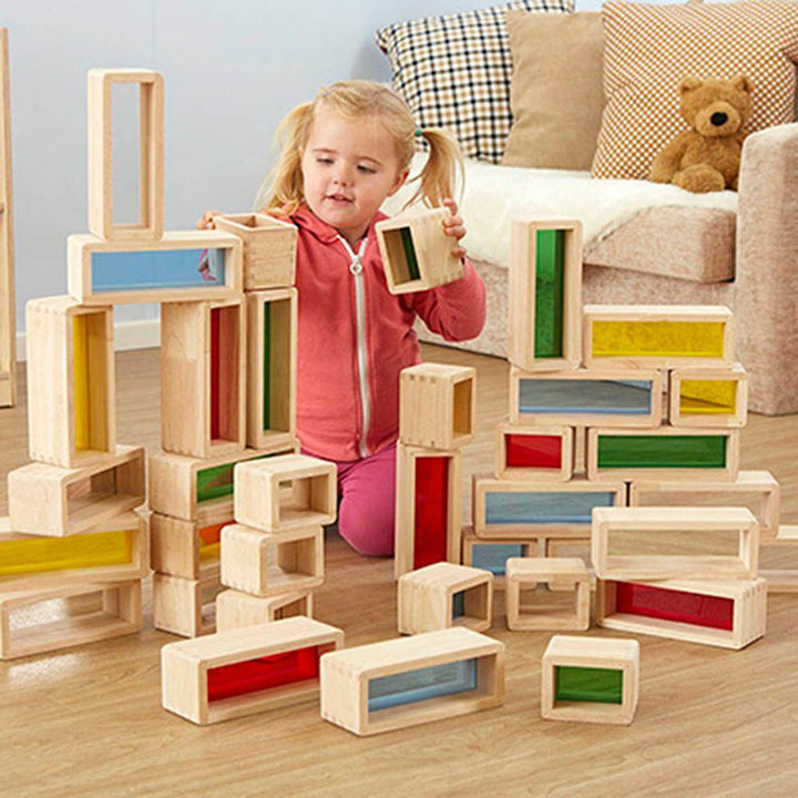 Rainbow Wooden Building Bricks 36pcs - EASE