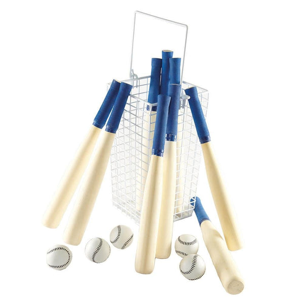 Rounders Kit 9 Bats, 5 Balls and 1 Basket - EASE