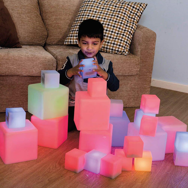 Sensory ICT Glow Construction Blocks Cubes 12pk - EASE