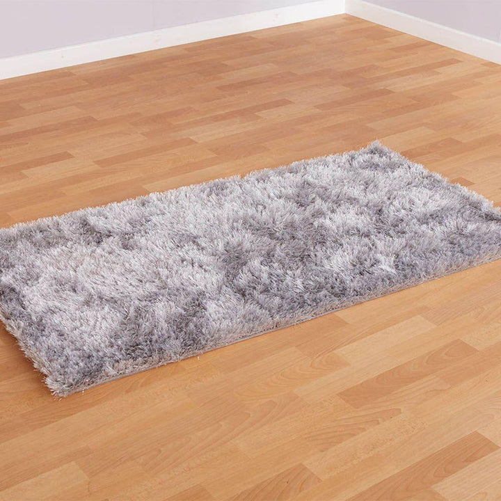 Silver Shimmer Textured Soft Rug 150 x 80cm - EASE