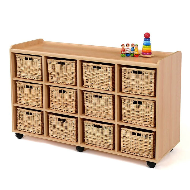 Storage Unit with 12 Deep Wicker Baskets - EASE